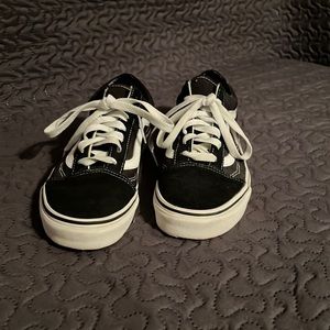 Black vans, gently used, suede toe and heel
